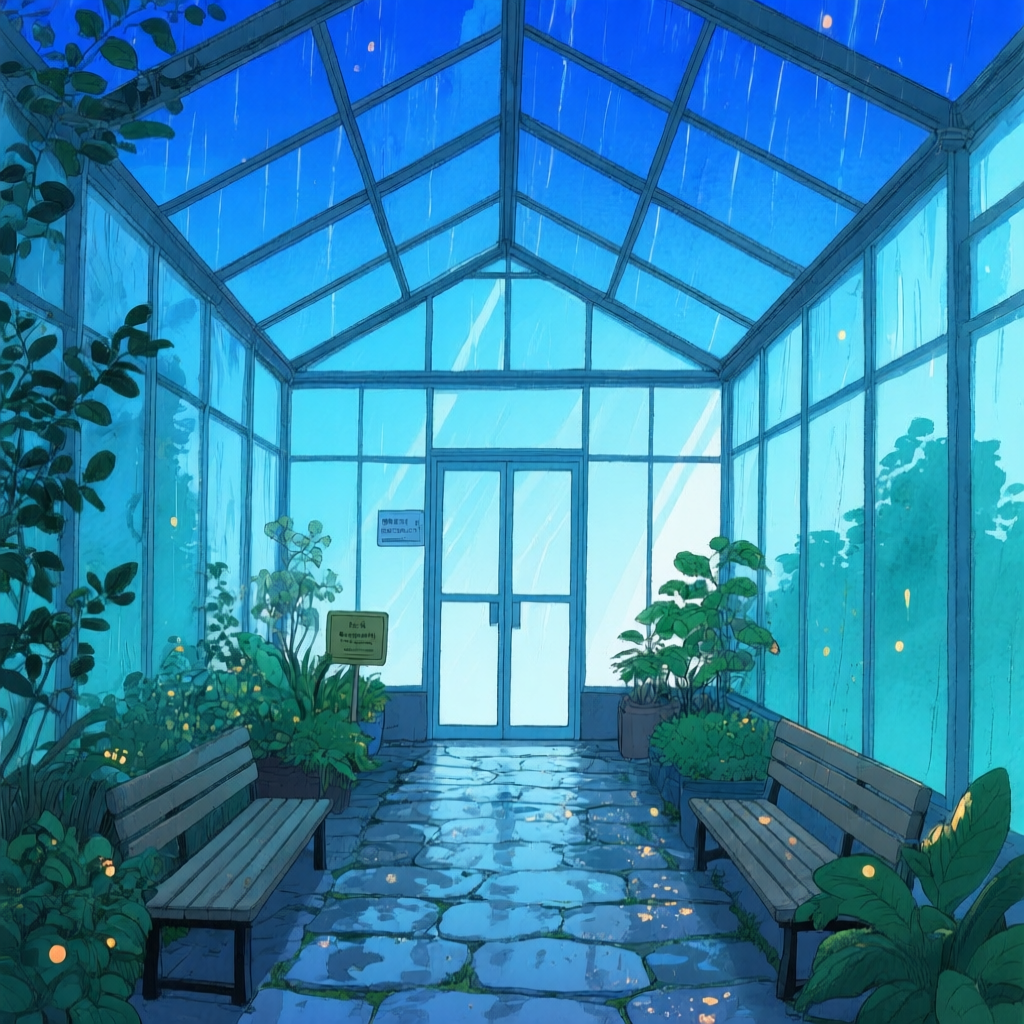 blue hour greenhouse의 Qwen Image v3 30스텝 화풍 원본