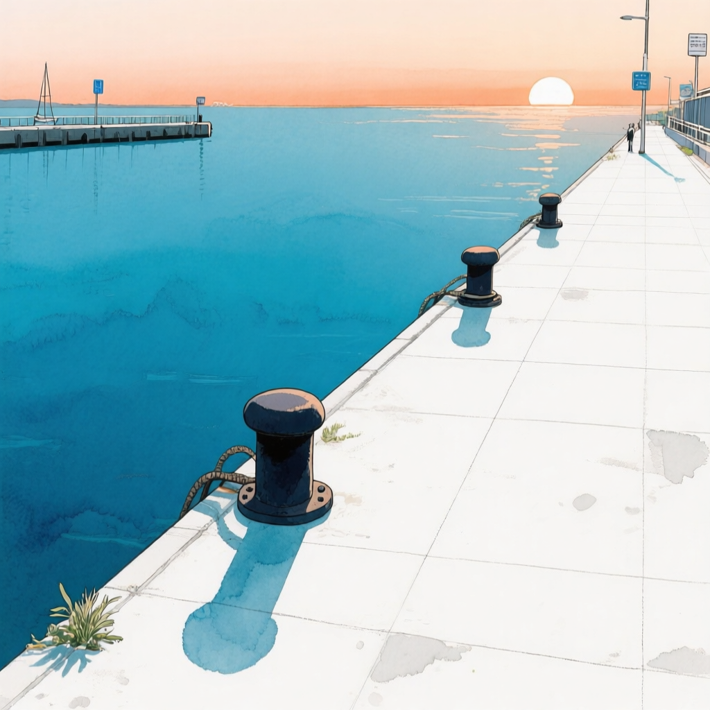 해돋이 harbor terrace의 Qwen Image v3 30스텝 화풍 원본
