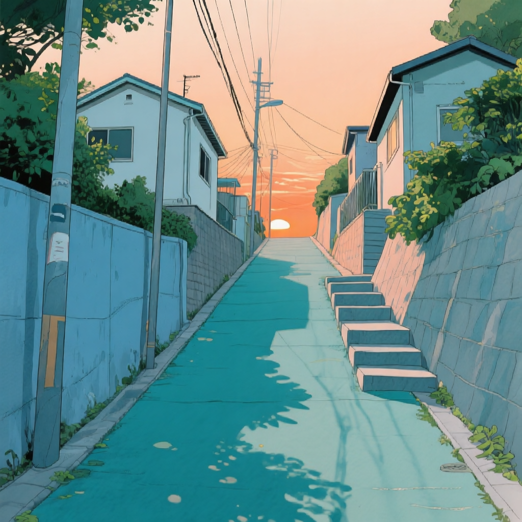 오후 hillside alley의 Qwen Image v3 30스텝 화풍 원본