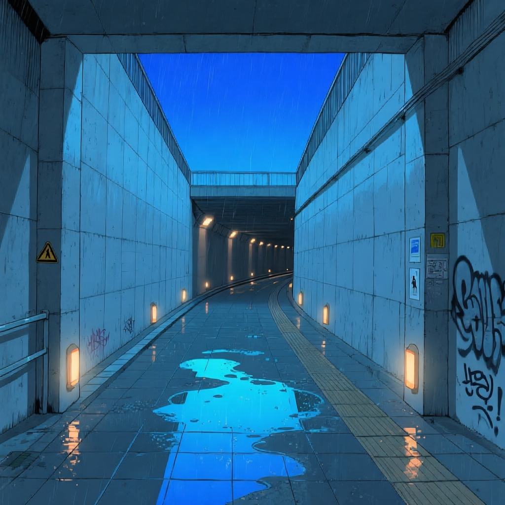 우천 twilight underpass의 Qwen Image v3 30스텝 화풍 원본