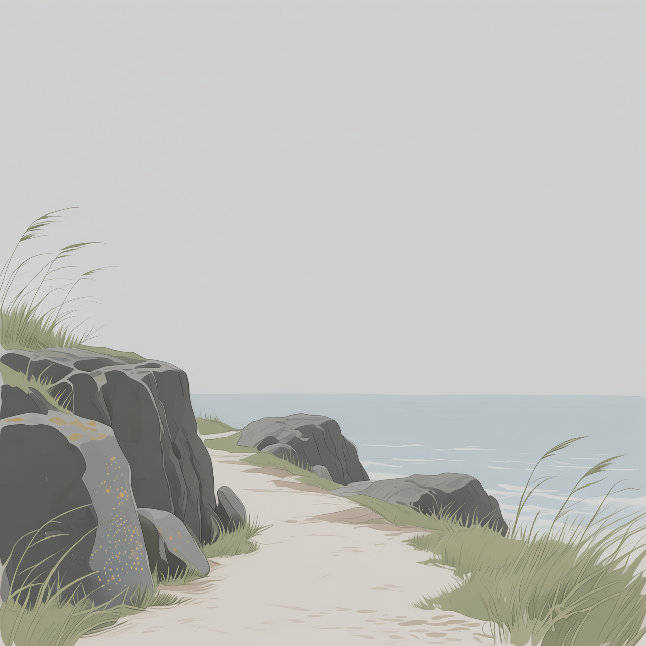 Studio DeLight로 중립 조명을 적용한 인물 없는 해안 절벽 배경판